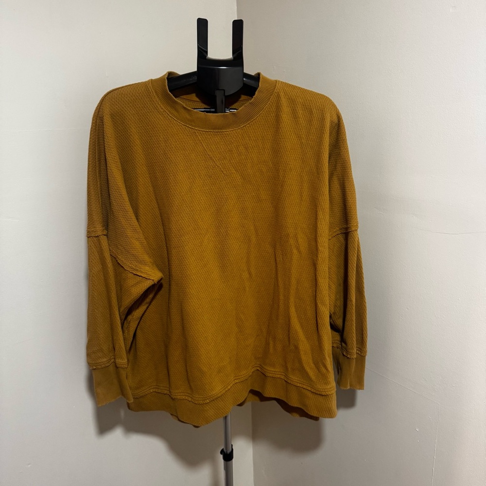Aerie Womens Mustard Yellow Ribbed Pullover Tunic Style Sweater
